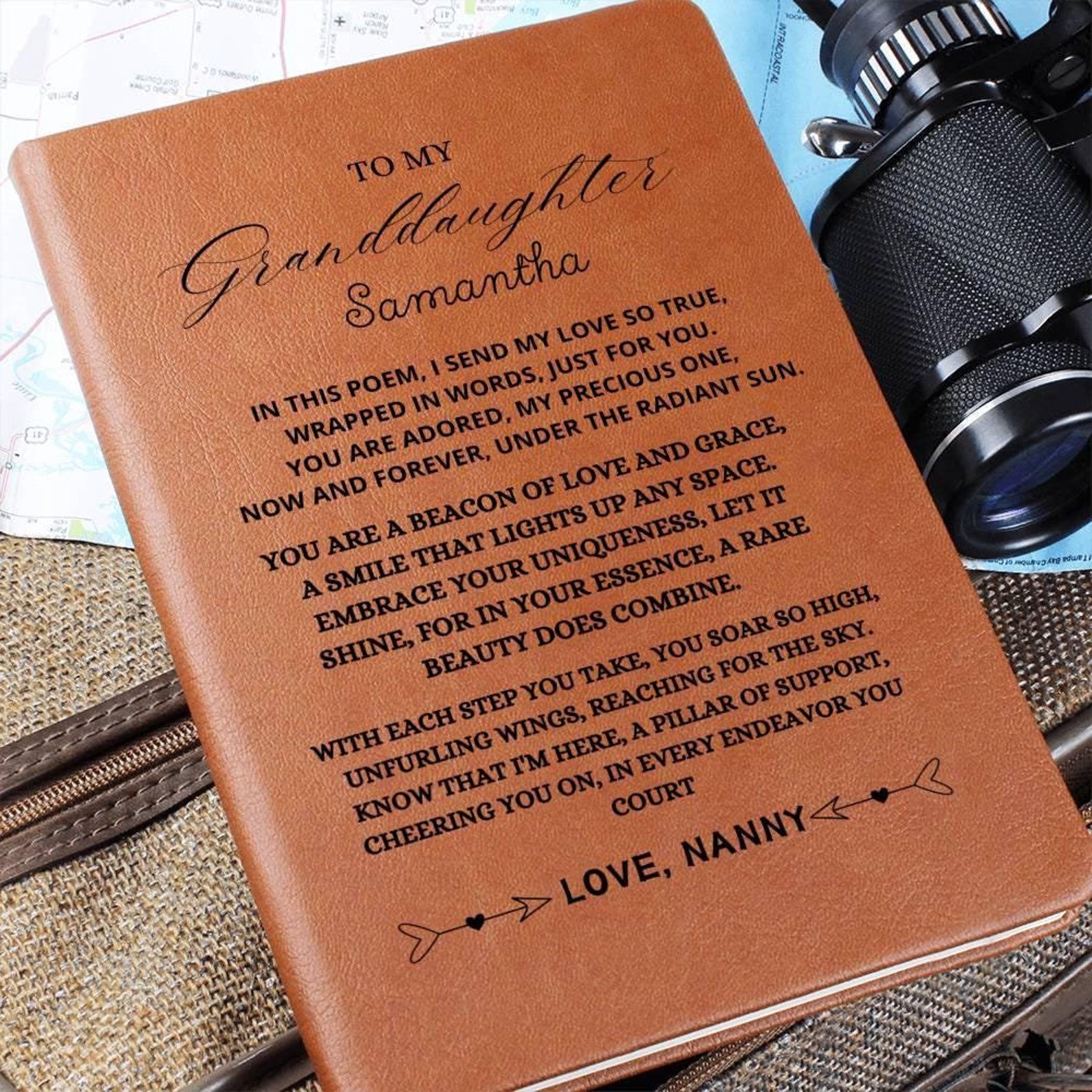 Personalized Granddaughter Poem Leather Journal gift from grandma, Grandchildren gifts, granddaughter Birthday gift, Christmas Granddaughter
