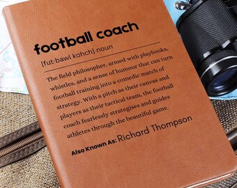 Diario de definición de entrenador de fútbol, regalos para entrenadores de fútbol, cuaderno personalizado de agradecimiento al entrenador, regalos de fin de temporada, diario de fútbol