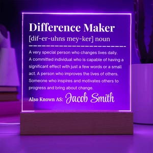 Placa acrílica personalizada "Marcador de la Diferencia", regalo para mentor, reconocimiento de liderazgo, regalo de jubilación para compañeros de trabajo, regalo para trabajador social imagen 5