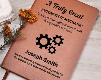 Cadeau automonteur gepersonaliseerd lederen dagboek, cadeau voor monteur, monteur cadeau voor vader, cadeau autoreparateur