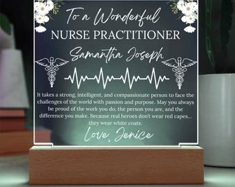 Placa acrílica personalizada para enfermero/a practicante, regalo de graduación, agradecimiento, graduación de la escuela de enfermería
