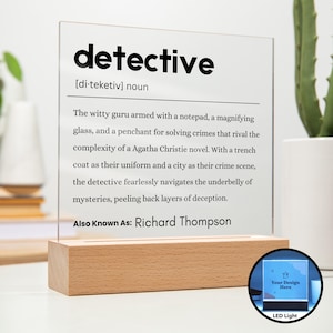 Detective Gift Personalized Definition Acrylic Plaque, Gift for Detective, Detective Appreciation, Investigator Gift, Detective Christmas