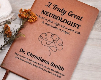 Diario de cuero vegano personalizado para neurólogos: regalo personalizado para neurocirujanos, graduados en neurociencia y reconocimiento de neurología.