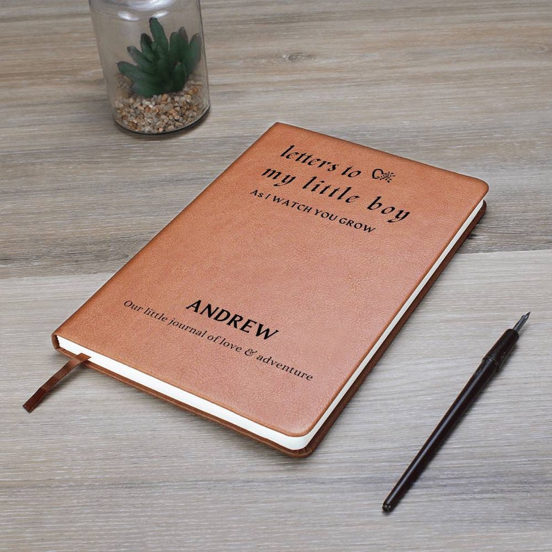 Briefe an meinen kleinen Jungen Vegan Leder Journal, New Mom Geschenk, New Mom Geschenkideen, Gedenkjournal, an meine Sohngeschenke, Geschenk für Schwester Bild 10