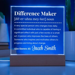 Placa acrílica personalizada "Marcador de la Diferencia", regalo para mentor, reconocimiento de liderazgo, regalo de jubilación para compañeros de trabajo, regalo para trabajador social imagen 3