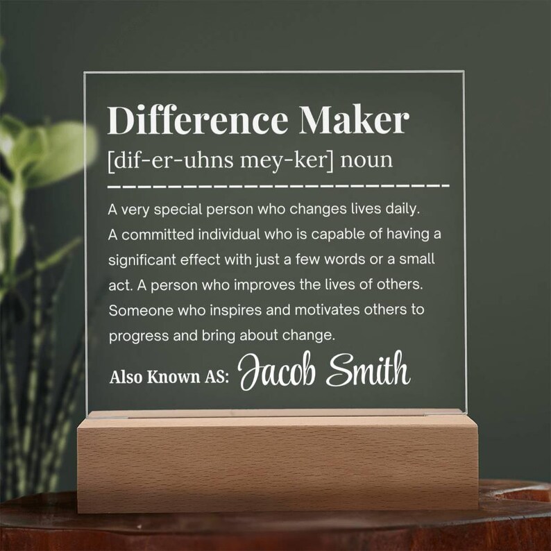 Placa acrílica personalizada "Marcador de la Diferencia", regalo para mentor, reconocimiento de liderazgo, regalo de jubilación para compañeros de trabajo, regalo para trabajador social imagen 11