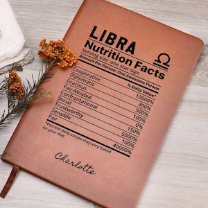 Libra nutrition facts Personalized Leather Journal, Gift for Libra, Zodiac Journal, Libra Notebook, Libra gift for her|him, Astrology Gifts