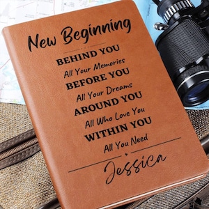 New Beginning Personalized Leather Journal, Retirement Journal, New Chapter Gift, Graduation Gift|Coworker Farewell, Going Away Gift|New Job