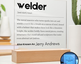 Lasser cadeau gepersonaliseerde definitie acrylplaat, cadeau voor lasser, lascadeaus, waardering lasser, grappig lassercadeau, cadeaus vader lasser