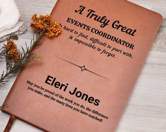Personalized Event Coordinators Gift Leather Journal – Gift for Party Planners, Event Planner Gift