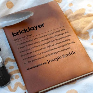 Bricklayer Gift Personalized Definition Leather Journal, Gift for Bricklayer, Masonry Christmas Gifts, Custom Bricklayer Appreciation Gifts