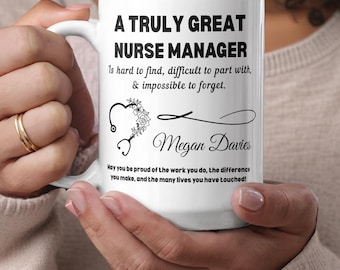 Nurse Manager Personalized Color Accent Mug – Appreciation Gift for Nurse Manager, Retirement, Birthday or Christmas, Thank You Gift