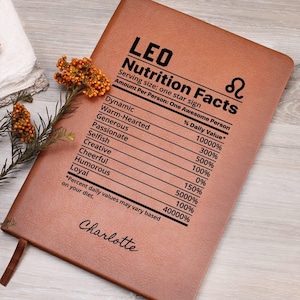 Personalized Leo nutrition facts Zodiac Journal, Gift for Leo Friend, Leo Birthday Gift, Astrology Journal, custom Zodiac Leo Gift|Leo Diary