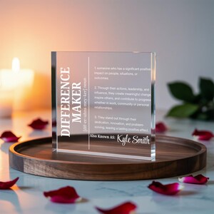 Difference Maker Personalized Acrylic Block Plaque, Mentor Gift, Leader Appreciation, Thank You Gift for Coworker, Employee Retirement Gifts image 4