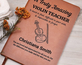 Diario de cuero personalizado para profesor de violín, regalo de agradecimiento, Navidad, cumpleaños o de estudiante.