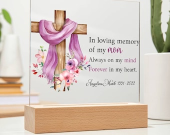 In loving memory of my mom Acrylic Plaque, Personalized Mom Sympathy Gift | Mother Loss Gifts | Mom Bereavement Gift | Loss of Mom Gifts