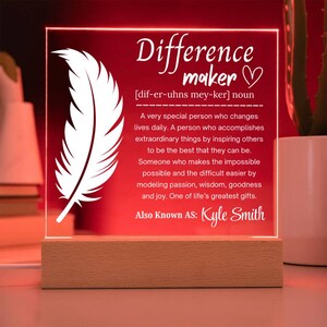 Verschilmaker gepersonaliseerde acrylplaat, waardering mentor, geschenken werknemer, teamleider bedankje, geschenken personeel, cadeau voor coach afbeelding 4