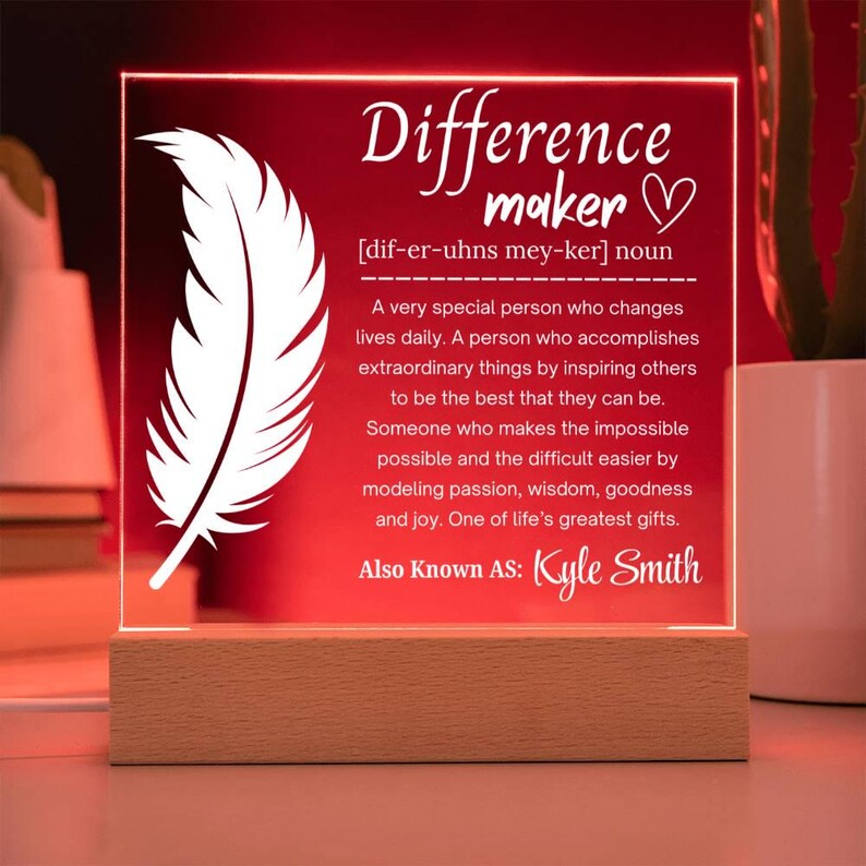 Verschilmaker gepersonaliseerde acrylplaat, waardering mentor, geschenken werknemer, teamleider bedankje, geschenken personeel, cadeau voor coach afbeelding 4