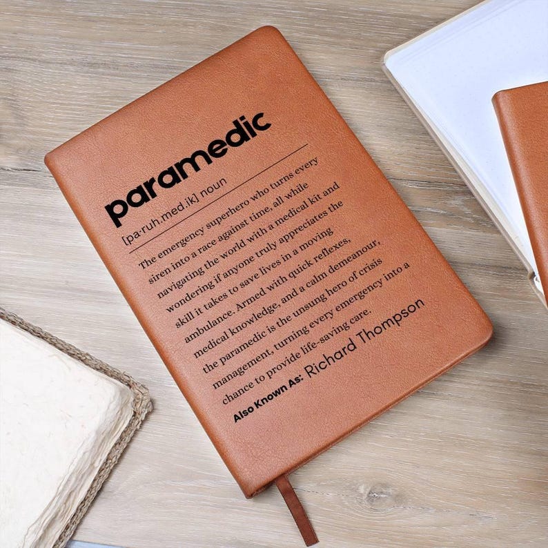 Paramedic Definition Personalized Leather Journal, Appreciation Gifts ...