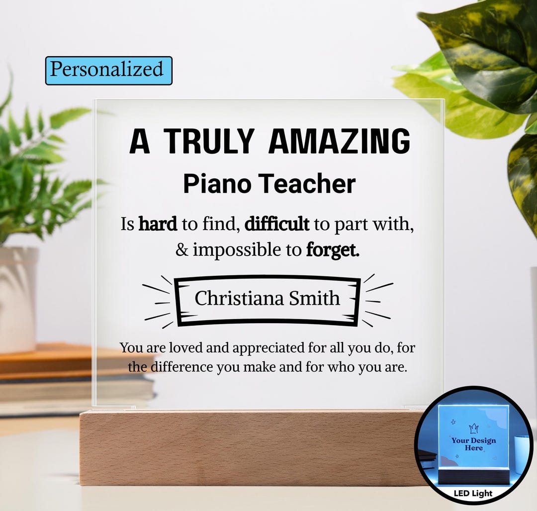 Piano Teacher Appreciation Personalized Acrylic Plaque, Gift for Piano ...