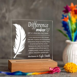 Verschilmaker gepersonaliseerde acrylplaat, waardering mentor, geschenken werknemer, teamleider bedankje, geschenken personeel, cadeau voor coach afbeelding 9