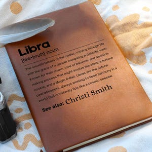 Libra Zodiac Personalized Definition Leather Journal, Gift for Libra, Libra Birthday Gifts, Zodiac Libra Journal, September October Birthday
