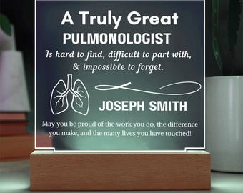 Personalized Pulmonologist Gift Acrylic Plaque – Pulmonary Doctor Gift, Respiratory Therapist, Lung Doctor, Lung transplant Thank You Gift