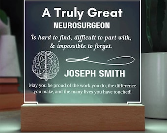 Targa regalo in acrilico personalizzata per neurochirurgo: apprezzamento per neurochirurgo, regalo di ringraziamento per neurochirurgia, regalo di pensionamento, regalo per neurologo