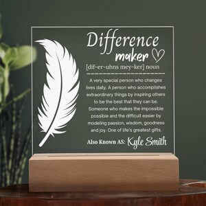 Verschilmaker gepersonaliseerde acrylplaat, waardering mentor, geschenken werknemer, teamleider bedankje, geschenken personeel, cadeau voor coach afbeelding 10