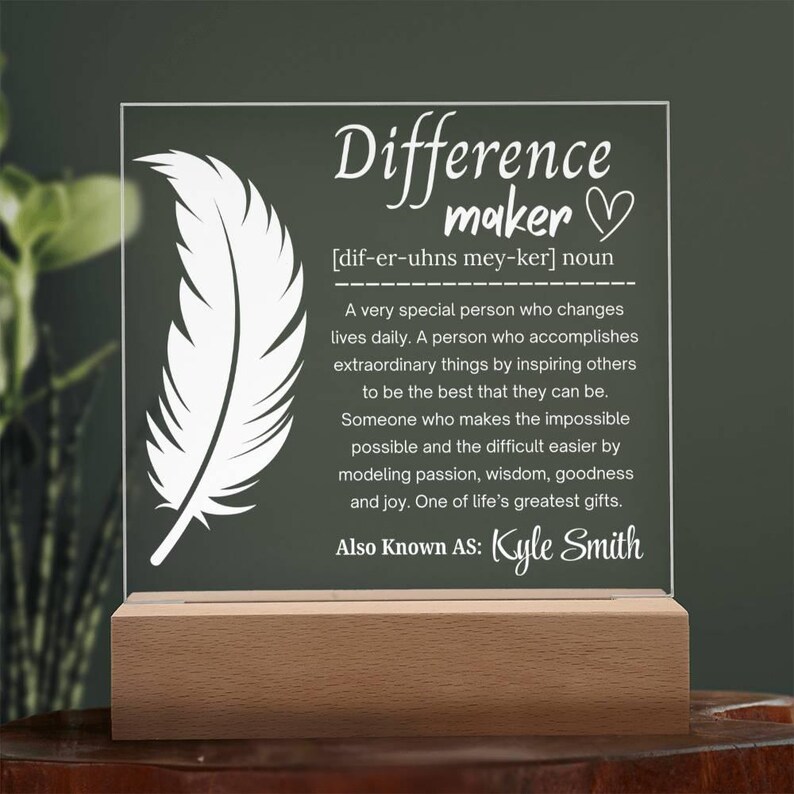 Verschilmaker gepersonaliseerde acrylplaat, waardering mentor, geschenken werknemer, teamleider bedankje, geschenken personeel, cadeau voor coach afbeelding 10