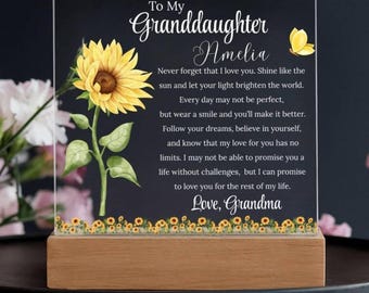 An meine Enkelin personalisierte Acrylplakette, Geschenk von Oma, Geburtstagsgeschenk für sie, Enkelin Weihnachtsgeschenk, Abschlussandenken