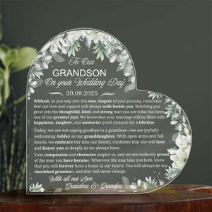 To Our Grandson on Your Wedding Day Personalized Acrylic Plaque, Grandson Wedding Gift from Grandparents, Sentimental Wedding Gift for Groom