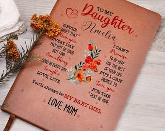 To My Daughter Personalized Leather Journal, Gift from Mom to Daughter, Gift from Dad, Daughter Christmas, Daughter Graduation Name Journal
