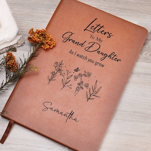 Diário de cartas para minha neta - diário de mensagens personalizado da vovó, presente personalizado para diário da neta, diário personalizado