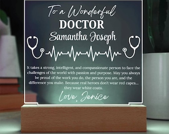 Placa acrílica personalizada para regalo de médico, agradecimiento, jubilación, cumpleaños, doctorado.