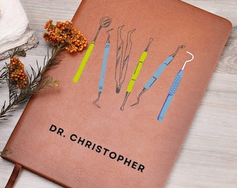 Personalized Dentist Leather Journal, Gift for Dentist, Dental Appreciation, Orthodontist Gift, Dental Student Journal,Dental Assistant gift