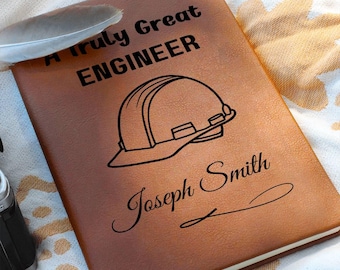 Engineer Gift Personalized Leather Journal, Gift for Civil Engineer, Mechanical & Electrical Engineer, Engineer Graduation Engineer Birthday