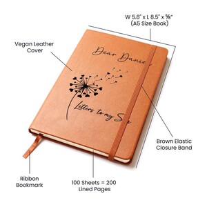 Letters to My Son Personalized Leather Journal, Keepsake Gift for Son, Father Son Gift, Mother Son Gift, Son memorial Journal image 3