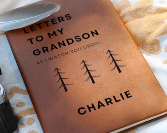 Letters to My Grandson Personalized Leather Journal, Gift for New Grandma, Grandson Gifts, Grandma Journal Keepsake, Grandson legacy Journal