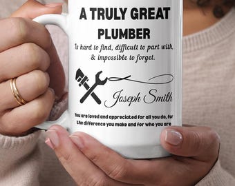 Personalized Plumber Mug, Custom Color Accent Mug, Plumbing Gifts,  Appreciation Gift, Birthday Gift, Christmas, Graduation, Thank You Gift