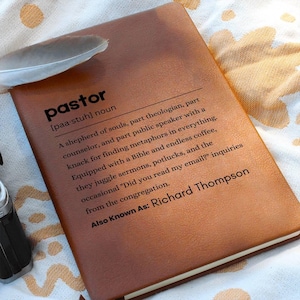 Personalisierte Pastor Definition Leder Journal, Wertschätzung Geschenke für Pastoren, Weihnachtsgeschenke für Pastor, Danke Geschenke, Offiziant Geschenke