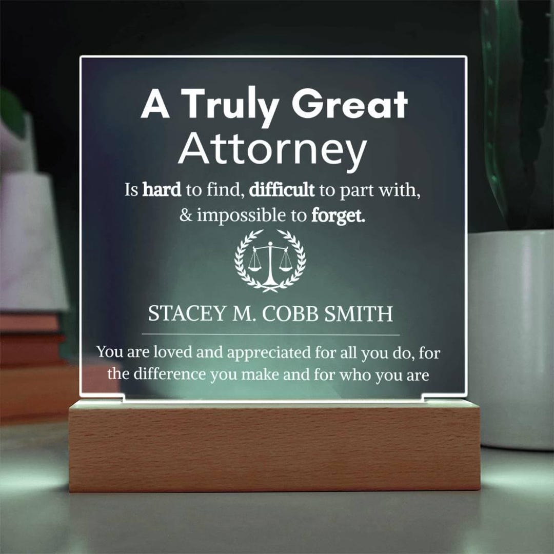 Personalized Attorney Gift Acrylic LED Sign – Law Office Decor ...