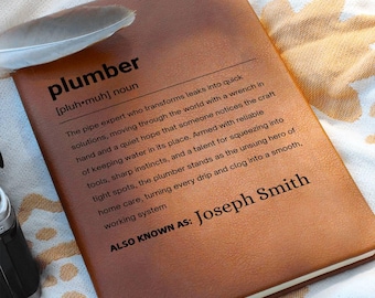 Plumber Gift Personalized Definition Leather Journal, Gift for Plumber, Funny Plumbing Gifts, Plumber Dad Birthday, Plumber Christmas Gifts