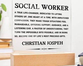 Social Worker Gift Personalized LED Acrylic Plaque, Gift for Social Worker, School Social Worker, Social Worker Week, Christmas & Birthday