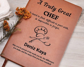 Chef Gift Personalized Vegan Leather Journal, Culinary Gifts, New Chef, Chef Birthday & Christmas Gift, Chef Appreciation, Gift for Cook