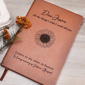 Cartas a mi hermana, diario conmemorativo, pérdida de una hermana, obsequio de simpatía para una hermana, diario conmemorativo de duelo por una hermana en el cielo, obsequio por la pérdida de una hermana