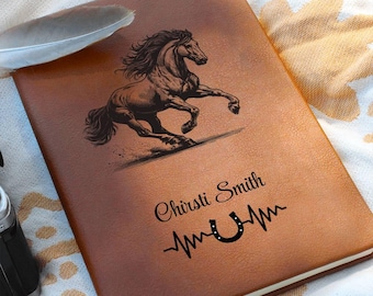 Horse Lover Gift Personalized Leather Journal, Horse Girl Gifts, Gift for Equestrian, Horse Owner, Horse Christmas Gifts, Horse Trainer Gift