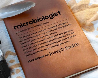 Microbiologist Gift Personalized Definition Leather Journal, Gift for Microbiologist, Microbiologists Christmas Gifts, Microbiology Journal