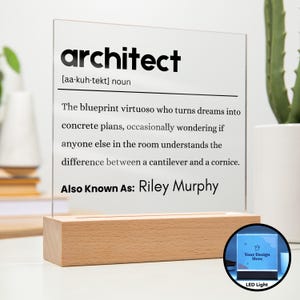 Architect Gift Personalized Definition Acrylic Plaque, Gift for Architect, Funny Architecture, Architecture Graduation, Architect Birthday