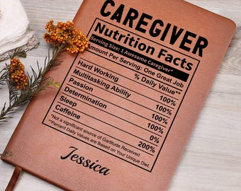 Personalisierte Pflegekraft Ernährung Facts Leder Journal, Geschenke für Pflegekraft, Wertschätzung Geschenk für Pflegekraft, Danke, Danke Geschenk Weihnachten